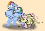  2015 duo equine feces feral fluttershy_(mlp) friendship_is_magic hair long_hair mammal my_little_pony pegasus rainbow_dash_(mlp) scat tria_(artist) wings 