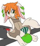 anonymous anthro blush butt canine clothed clothing dog duo facesitting female freedom_planet green_eyes hair looking_at_viewer lying mammal milla_basset open_mouth orange_hair presenting presenting_hindquarters raised_tail unknown_artist young 
