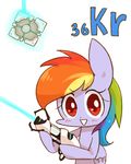  2015 equine female friendship_is_magic hair joycall3 krypton laser looking_at_viewer mammal multicolored_hair my_little_pony pegasus portal_gun rainbow_dash_(mlp) rainbow_hair solo wings 