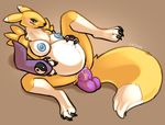  2015 black_sclera blue_eyes blue_nipples blush breasts chest_tuft claws clothing digimon dildo facial_markings female fur gloves hand_on_stomach lying markings masturbation navel nipples on_back open_mouth penetration pregnant pussy pussy_juice renamom renamon sex_toy solo spread_legs spreading tuft vaginal vaginal_penetration white_fur yellow_fur yin_yang 