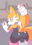  2015 ball_fondling balls big_butt blush bulge butt canine cloudz crossdressing disembodied_hand fox girly looking_back male mammal miles_prower sonic_(series) tail_grab thick_thighs video_games 