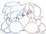  2015 anthro ball_sitting balls big_butt butt chipmunk clothing duo exhibitionism female fur hedgehog hi_res male mammal nude outside public rodent sally_acorn smile sonic_(series) sonic_the_hedgehog spice5400 squirrel vest video_games wide_hips 