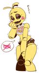  2015 animatronic avian bib bird blush chicken exposed five_nights_at_freddy&#039;s five_nights_at_freddy&#039;s_2 machine mechanical nitorou open_mouth plain_background robot smile teeth thick_thighs toy_chica_(fnaf) video_games wide_hips wires 