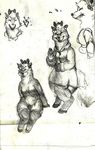  2015 anthro arkomeda clothed clothing female fur hyena legwear mammal nora_chort nude pantyhose paws pencil poppy_o_possum pussy sitting sketch smile 