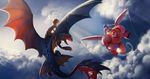  baymax big_hero_6 character_from_animated_feature_film claws cloud crossover detkef disney dragon dreamworks flying hi_res hiccup_(httyd) hiro how_to_train_your_dragon human machine male mammal mechanical outside robot scalie toothless wings 