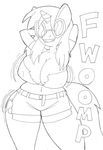  anthro areola big_breasts breasts cleavage clothed clothing equine erect_nipples eyewear female friendship_is_magic fur hair horn huge_breasts mammal monochrome my_little_pony navel nipples plain_background sketch smile snurbles solo unicorn vinyl_scratch_(mlp) white_background wide_hips 