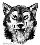  2015 black_and_white blackteagan canine greyscale happy male mammal monochrome sketch solo 