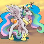  2015 equine female feral friendship_is_magic horn karol_pawlinski mammal my_little_pony princess_celestia_(mlp) smile solo winged_unicorn wings 