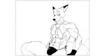  2015 abs anthro bulge canine character_from_animated_feature_film clothing disney fox grin male mammal muscles nick_wilde pecs sitting takyon_fox thongs zootopia 