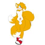  balls blue_eyes butt canine fox girly male mammal miles_prower moneychan multiple_tails penis sonic_(series) 
