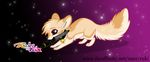  2015 bell canine collar female feral fox fur mammal pen purple_eyes rukifox solo space tan_fur 