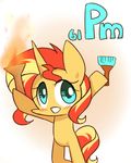  2015 blue_eyes blush equestria_girls equine female fire horn joycall3 mammal my_little_pony paint paintbrush promethium sunset_shimmer_(eg) torch unicorn 