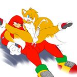  anal balls blue_eyes butt canine cum cum-shot echidna fox girly knuckles_the_echidna male male/male mammal miles_prower moneychan monotreme multiple_tails penis sonic_(series) 