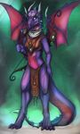  anthro blindcoyote bow_(weapon) clothing cynder dragon female loincloth purple_skin ranged_weapon solo spyro_the_dragon video_games weapon wings 