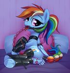  2015 anus bdsm bondage bound butt clitoris clothing cutie_mark dock drooling equine female feral friendship_is_magic gag hair hooves insertion legwear looking_at_viewer lying mammal multicolored_hair my_little_pony on_side pegasus penetration pillow purple_eyes pussy pussy_juice rainbow_dash_(mlp) rainbow_hair riding_crop ring_gag rope rubber saliva sex_toy solo stoic5 tail_wrap tongue tongue_out underhoof wings 