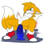 anal balls blue_eyes butt canine cum dildo fox girly male mammal miles_prower moneychan multiple_tails penis sex_toy sonic_(series) 