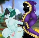  anal butt clothed clothing cum dust:_an_elysian_tail dust_(character) headwear hood male male/male nude penis sereth starit 