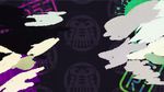  +_+ 2girls animated animated_gif aori_(splatoon) black_hair cat domino_mask flag gloves green_legwear hotaru_(splatoon) jajji-kun_(splatoon) mask mole multiple_girls nintendo orange_eyes pantyhose pose purple_legwear silver_hair splatoon tentacle_hair 