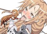  1girl ahegao ass asuna_(sao) blush brown_eyes brown_hair crying kanchou long_hair miyamaru ryona sword_art_online tears tongue tongue_out zoom_layer 