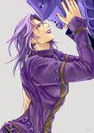  backless_outfit bad_id bad_pixiv_id dio_brando fangs gem hands_on_another's_face jojo_no_kimyou_na_bouken lipstick makeup nail_polish purple purple_eyes purple_hair purple_lipstick purple_nails spikes stand_(jojo) stardust_crusaders the_world ty_1865 