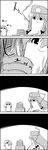  braid comic commentary greyscale hat highres hong_meiling izayoi_sakuya kung_fu looking_away maid_headdress monochrome no_humans shaded_face shoujo_kitou-chuu smile star tani_takeshi touhou translated twin_braids yukkuri_shiteitte_ne 