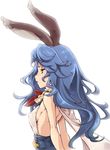  animal_ears backless_outfit bare_shoulders blue_eyes breasts bunny_ears erune ferry_(granblue_fantasy) from_side granblue_fantasy long_hair profile sideboob simple_background sleeveless small_breasts solo thomasz white_background yellow_eyes 