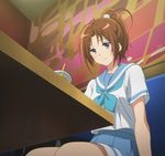  brown_hair hibike!_euphonium highres nakagawa_natsuki ponytail purple_eyes school_uniform screencap 