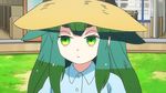  1girl animated animated_gif blush gatchaman gatchaman_crowds green_eyes green_hair hat smile solo utsutsu 