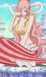 1girl breasts eyes_closed mermaid monster_girl one_piece pink_hair princess scales screencap shirahoshi solo stitched 