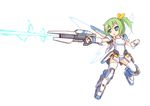  beam_rifle daiyousei energy_gun green_hair hair_ribbon langbazi long_hair mechanical_wings ribbon side_ponytail solo thighhighs touhou weapon wings 