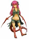  cervus demon_girl horns long_hair midriff original pink_eyes pink_hair solo tail 