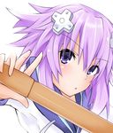  bokken d-pad d-pad_hair_ornament hair_ornament hairclip highres neptune_(choujigen_game_neptune) neptune_(series) purple_eyes purple_hair shishin_(shishintei) sword weapon wooden_sword 
