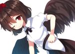  bad_id bad_pixiv_id beni_shake black_hair black_wings feathered_wings hat one_eye_closed shameimaru_aya short_hair smile solo tokin_hat touhou white_background wings 