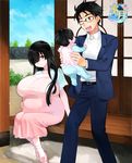  breasts father_and_son happy huge_breasts mother_and_son pregnant sudachi_(omc) 