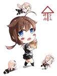  &gt;_&lt; =_= ahoge ai_ai_gasa black_legwear black_ribbon black_serafuku black_skirt blonde_hair blue_eyes blush box brown_hair cardboard_box chibi closed_eyes clumsy commentary_request hair_flaps hair_ribbon highres in_box in_container kantai_collection lying minigirl multiple_girls multiple_persona on_stomach open_mouth pleated_skirt pxlily remodel_(kantai_collection) ribbon scarf school_uniform serafuku shigure_(kantai_collection) simple_background skirt tears wavy_mouth white_background white_scarf yuudachi_(kantai_collection) 