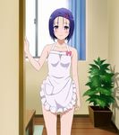  1girl blue_eyes blue_hair hadaka_apron hair_ornament hairclip ig_port indoors looking_at_viewer naked_apron sairenji_haruna screencap smile standing thighs to_love-ru to_love-ru_darkness xebec 