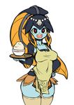  1girl fish_girl food minette_(skullgirls) monster_girl nestkeeper simple_background skullgirls 