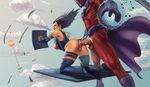  1boy 1girl anal boots breasts cape clothed_sex cloud clouds cum evulchibi female helmet large_breasts leotard leotard_aside long_hair magneto marvel nipples penis psylocke pussy sex sky steel testicles torn_clothes uncensored wind x-men 