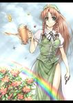  bad_id bad_pixiv_id braid bug butterfly flower hong_meiling insect letterboxed long_hair red_hair shears solo takemori_shintarou touhou twin_braids watering_can 