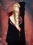  akatsuki_(naruto) akatsuki_uniform blonde_hair blue_eyes deidara long_hair male_focus naruto_(series) naruto_shippuuden ninja noro_(king) solo 