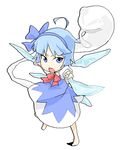  barefoot blue_eyes blue_hair blue_hairband cirno cosplay frog ghost hairband ice konpaku_youmu konpaku_youmu_(cosplay) lowres poketto short_hair silver_hair solo touhou wings 