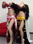  2girls asian boa_hancock boa_hancock_(cosplay) breasts cosplay hitomi_tanaka huge_breasts japanese multiple_girls okita_anri one_piece photo 