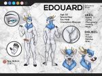  anthro balls butt cervine edouard_elrich english_text erection fur hi_res jaggiekant male mammal model_sheet nude penis solo text tongue tongue_out white_fur 