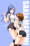  :o aniya_marumi ass blue_eyes blue_hair breasts brown_eyes brown_hair character_name commentary_request covered_nipples dog faxbunny iwanami_saki jersey large_breasts long_hair looking_back motion_lines multiple_girls open_mouth original parted_lips ponytail short_hair short_shorts shorts simple_background smile tongue tongue_out volleyball yellow_eyes 