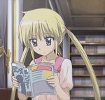  1girl :d animated animated_gif blonde_hair blush book comic crying green_eyes hayate_no_gotoku! laughing long_hair loop manga open_mouth reading sanzen&#039;in_nagi sanzen'in_nagi smile solo tears twintails 