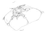  2girls animal_ears camel_(dansen) female giantess monochrome mouse_ears mouse_tail multiple_girls open_mouth original sailva tail tailor_(camel) tongue tongue_out vore wet 