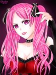  breasts choker corset ghrelin hair_ribbon highres jewelry pink_eyes pink_hair ribbon shiki shimizu_megumi solo 