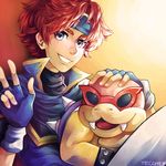  :d artist_name bad_id bad_pixiv_id blue_eyes bracelet fire_emblem fire_emblem:_fuuin_no_tsurugi hand_on_another's_head headband highres jewelry male_focus mario_(series) multiple_boys namesake open_mouth red_hair roy_(fire_emblem) roy_koopa shell smile spiked_bracelet spikes sunglasses super_mario_bros. super_smash_bros. tecchen v 