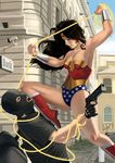  amazon black_hair boots dc_comics gun leotard mask red_shoes star_print tiara weapon wonder_woman wonder_woman_(series) 