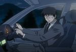  angry animated animated_gif bare_legs barefoot car car_interior driving feet femdom grey_hair kicking leg_up motor_vehicle naked_towel saiki_misaki slap slapping soles teizokurei_daydream thighs toenails toes towel vehicle 